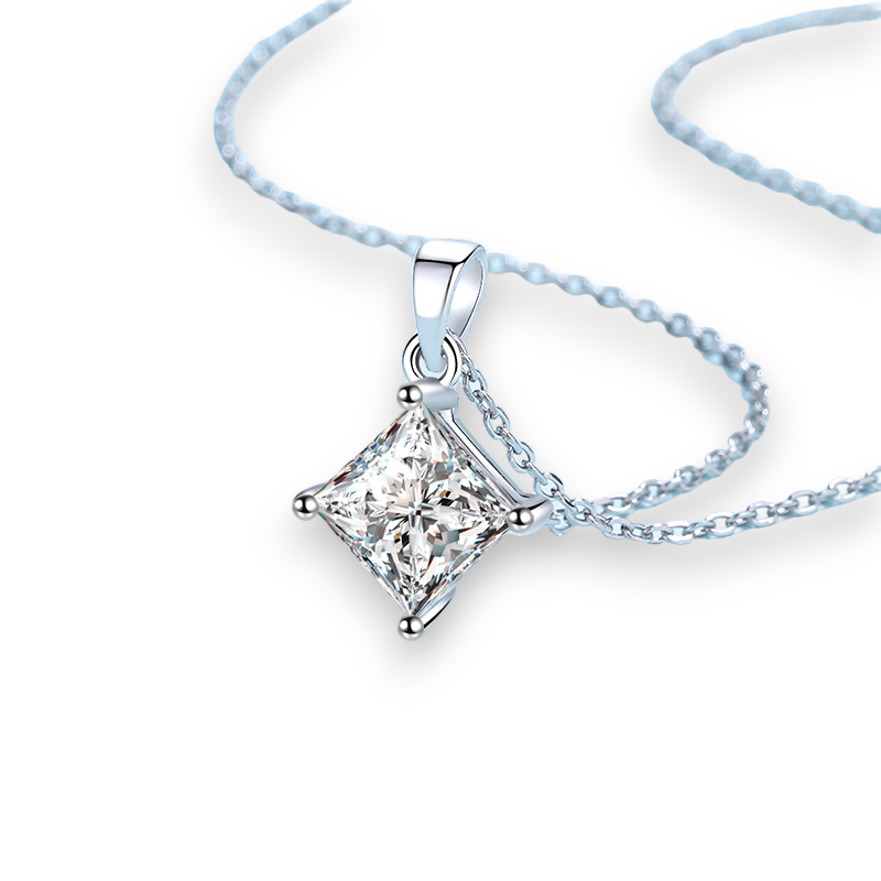 Classic Princess Cut Moissanite  Pendant