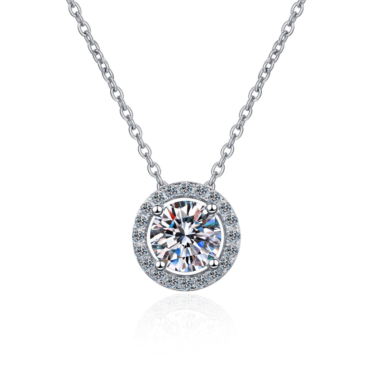 Classic Round Moissanite Halo Pendant