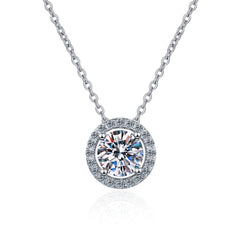 Classic Round Moissanite Halo Pendant