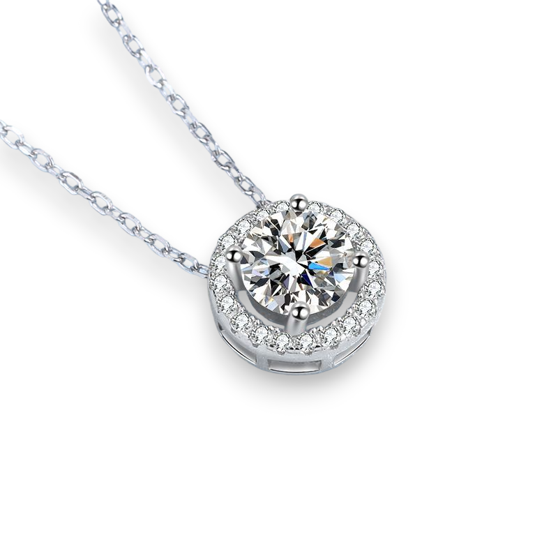 Classic Round Moissanite Halo Pendant