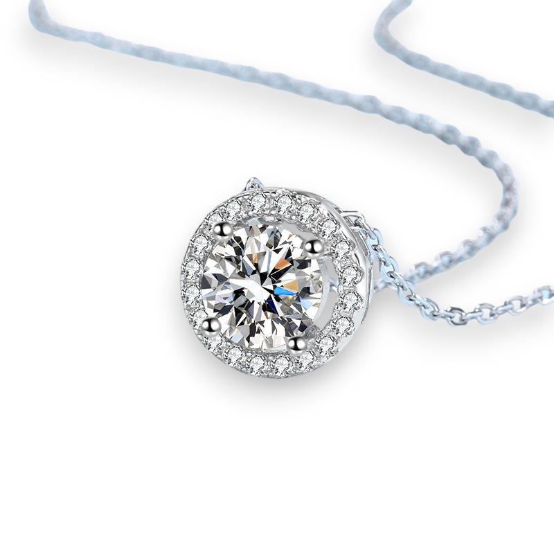 Classic Round Moissanite Halo Pendant