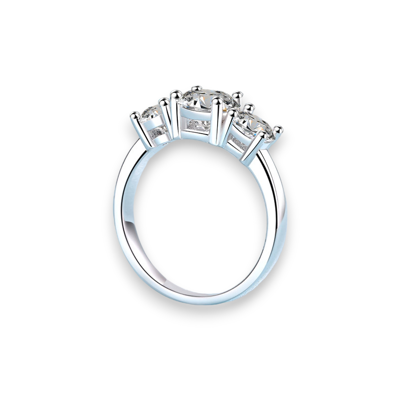 Classic Three-Stone Round Moissanite Ring