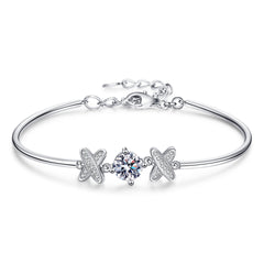 Cross Design Round Moissanite Bracelet