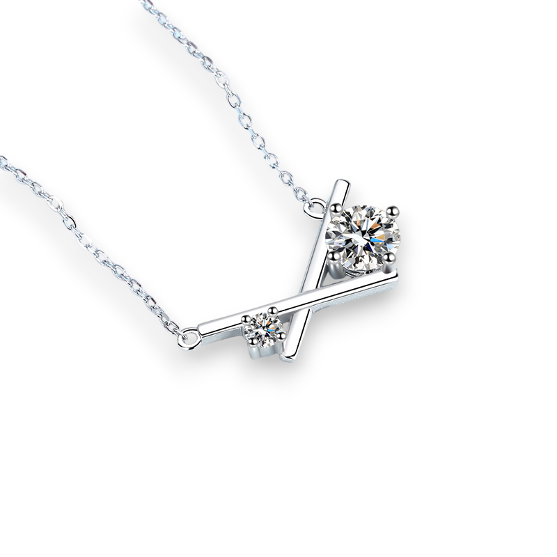 Cross Layer Design Round Moissanite Pendant