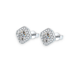 Cushion Cut Halo Stud Earrings