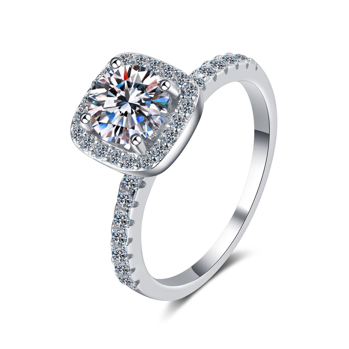 Cushion Halo Moissanite Engagement Ring