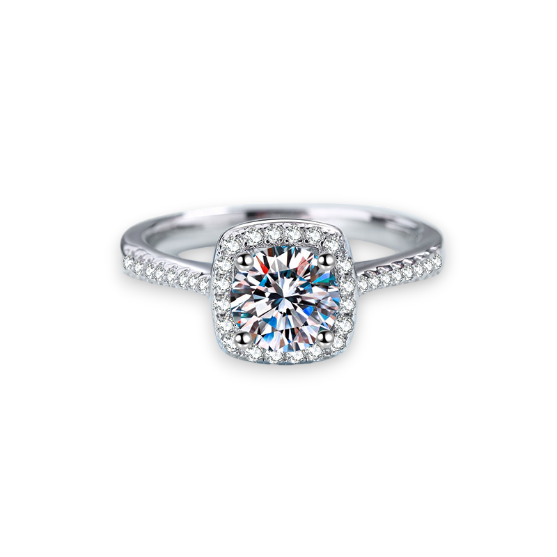 Cushion Halo Moissanite Engagement Ring