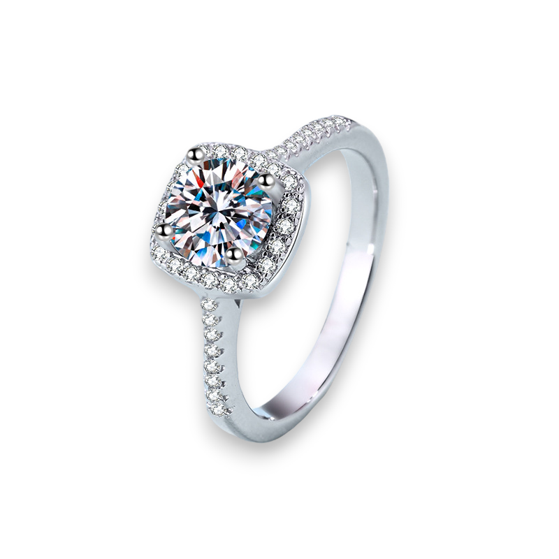 Cushion Halo Moissanite Engagement Ring