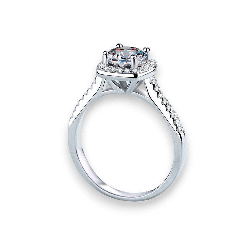 Cushion Halo Moissanite Engagement Ring