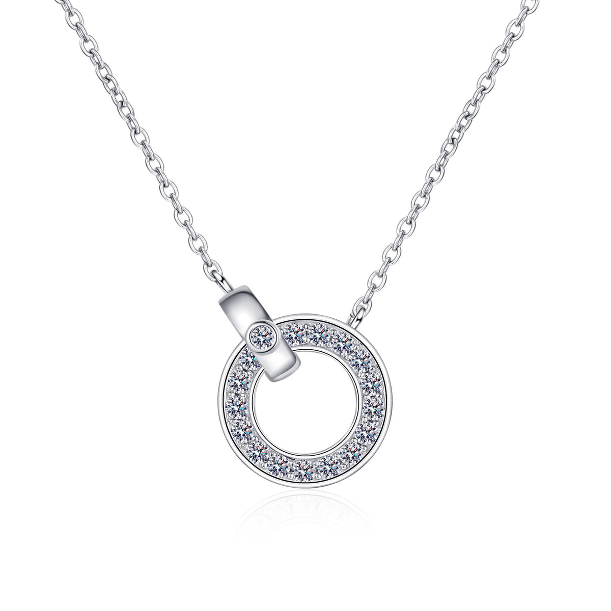 Double Round Moissanite Circle Eternity Pendant