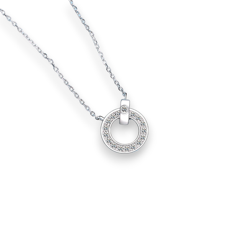 Double Round Moissanite Circle Eternity Pendant