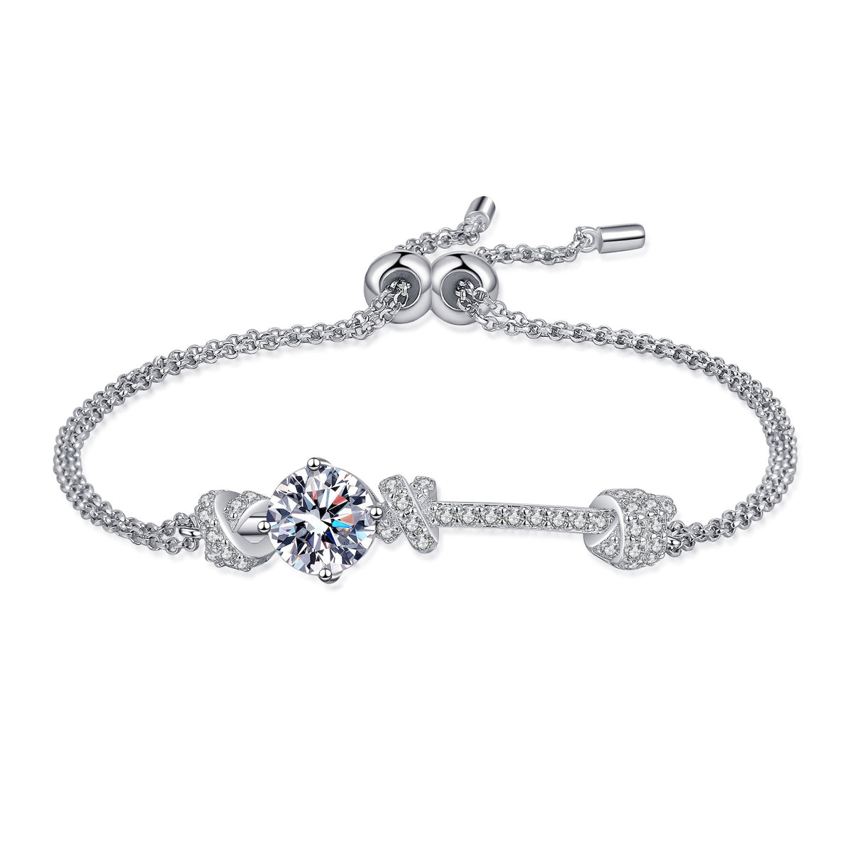 Elegant Cross Style Round Moissanite Bracelet