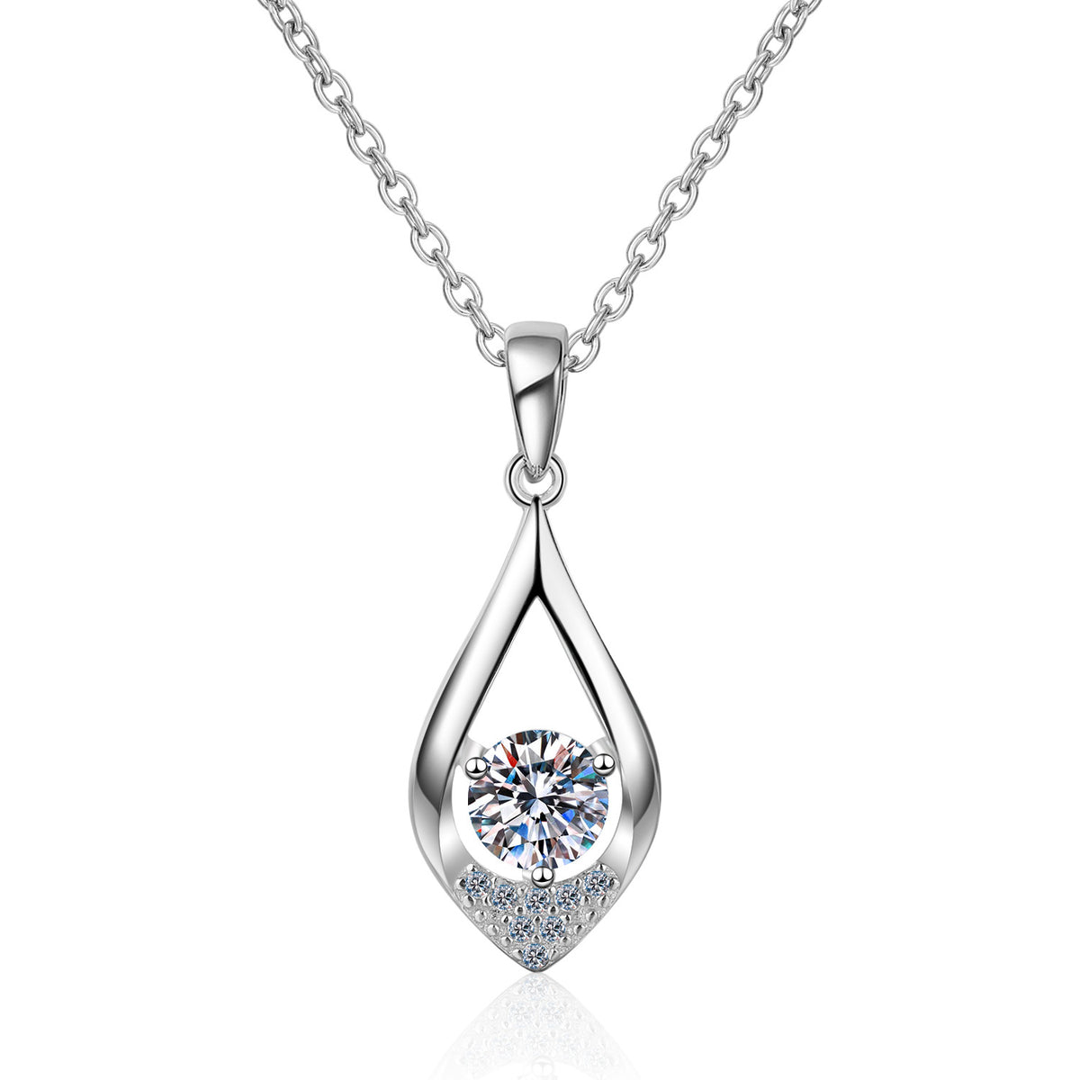 Elegant Droplet Round Moissanite Pendant