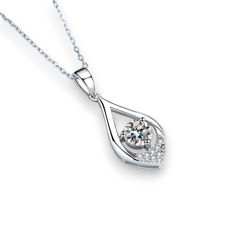 Elegant Droplet Round Moissanite Pendant