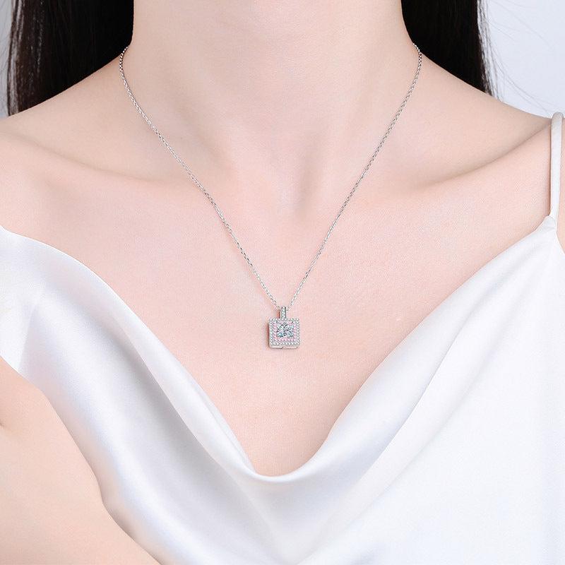 Elegant Princess Cut Moissanite Pendant