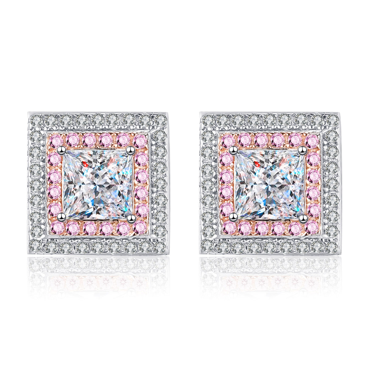 Elegant Princess Cut Moissanite Stud Earrings