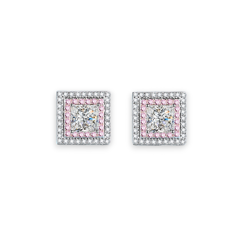 Elegant Princess Cut Moissanite Stud Earrings