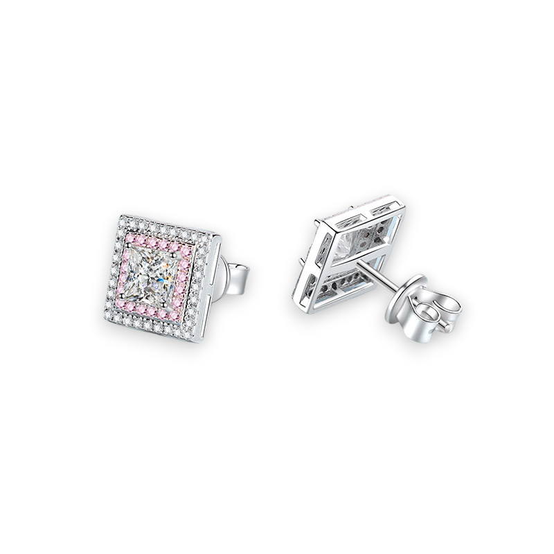 Elegant Princess Cut Moissanite Stud Earrings