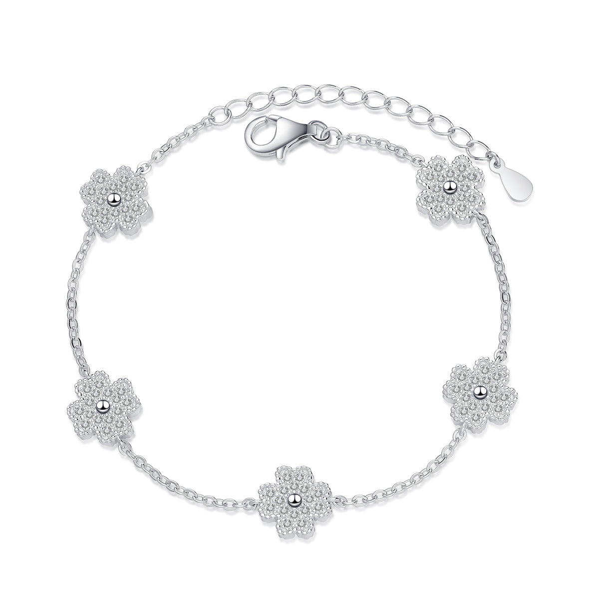 Fortune Floral Design Round Moissanite Bracelet