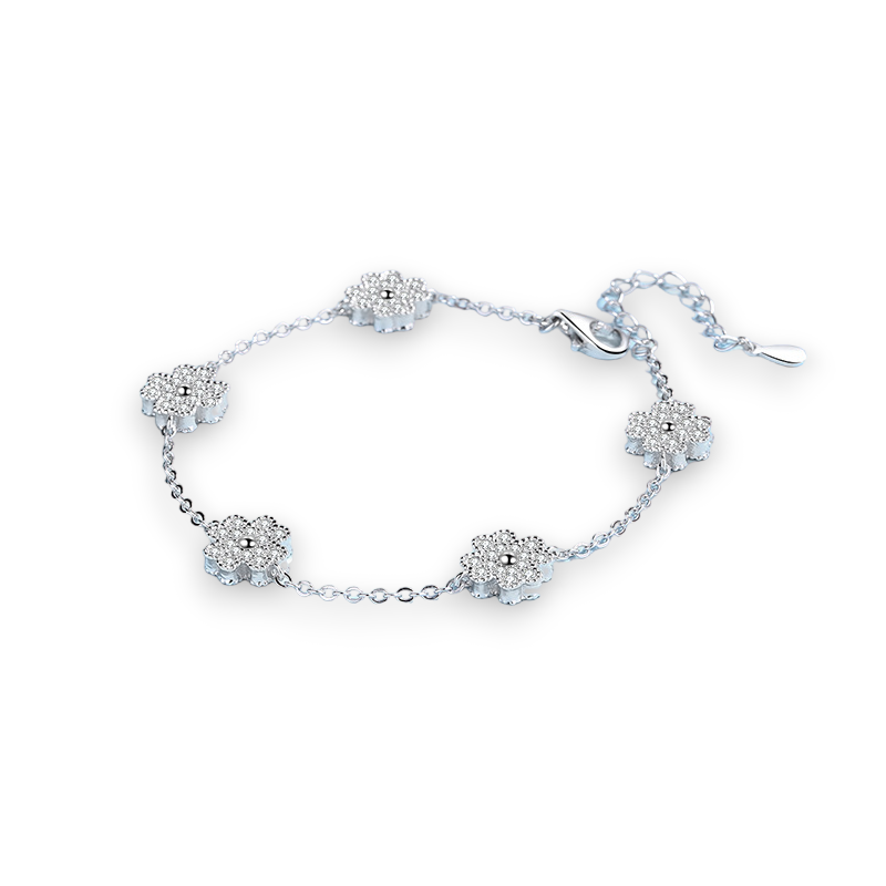 Fortune Floral Design Round Moissanite Bracelet