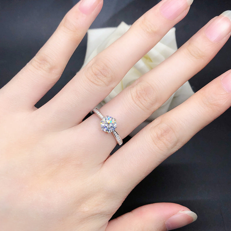 Halo Round Moissanite Ring (Six Prong)