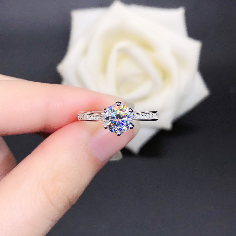 Halo Round Moissanite Ring (Six Prong)