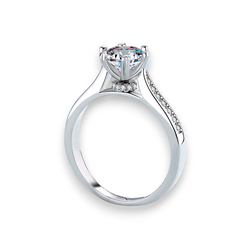 Halo Round Moissanite Ring (Six Prong)