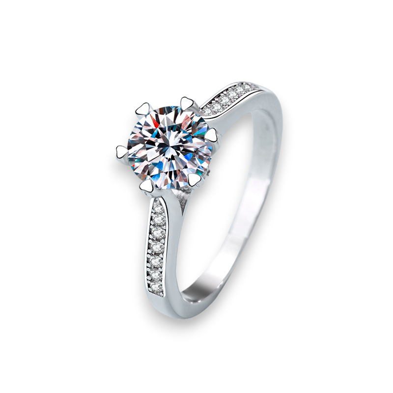 Halo Round Moissanite Ring (Six Prong)