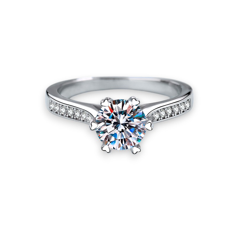 Halo Round Moissanite Ring (Six Prong)