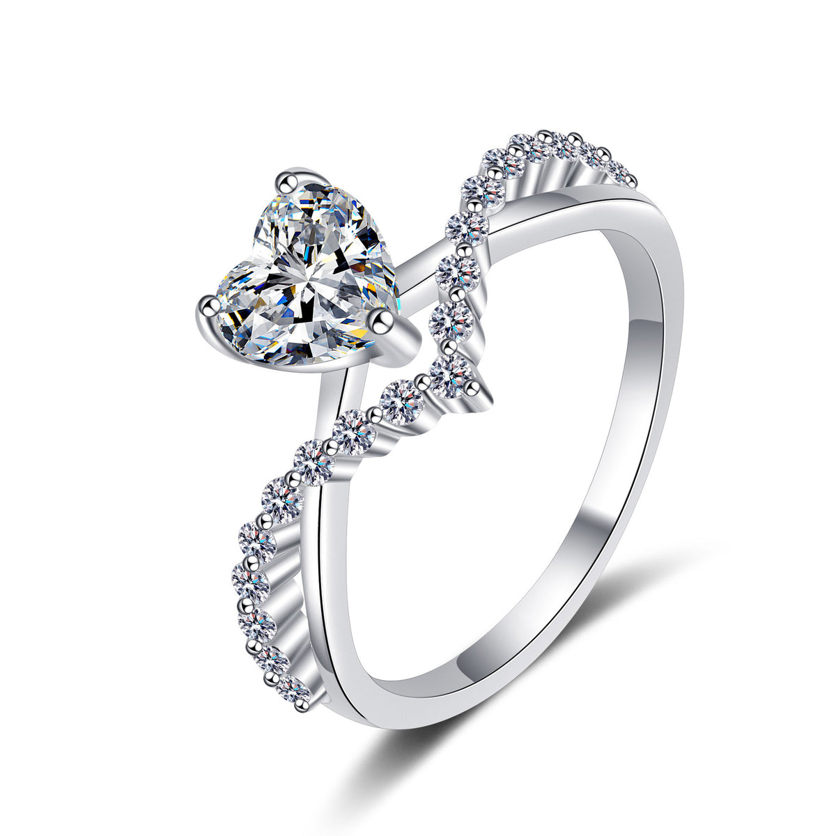 Heart Moissanite Twisted Engagement Ring