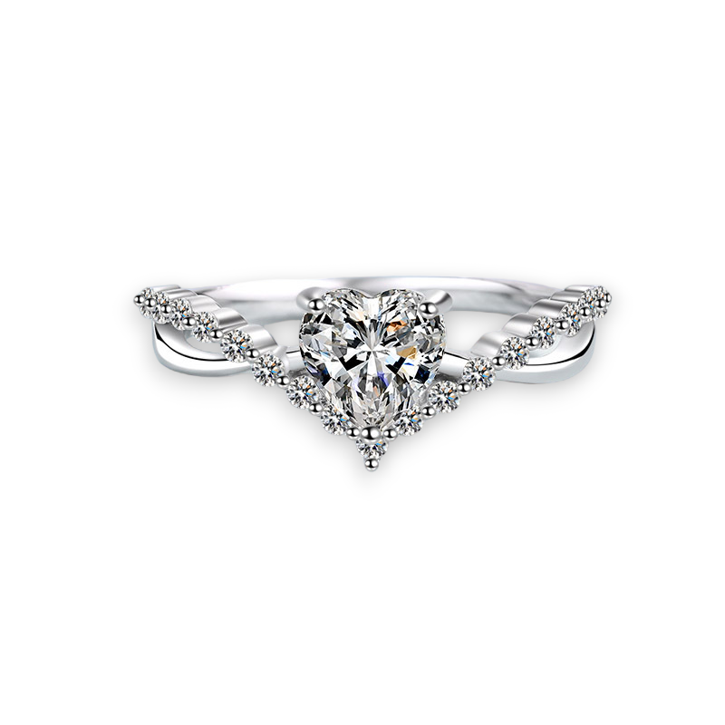 Heart Moissanite Twisted Engagement Ring