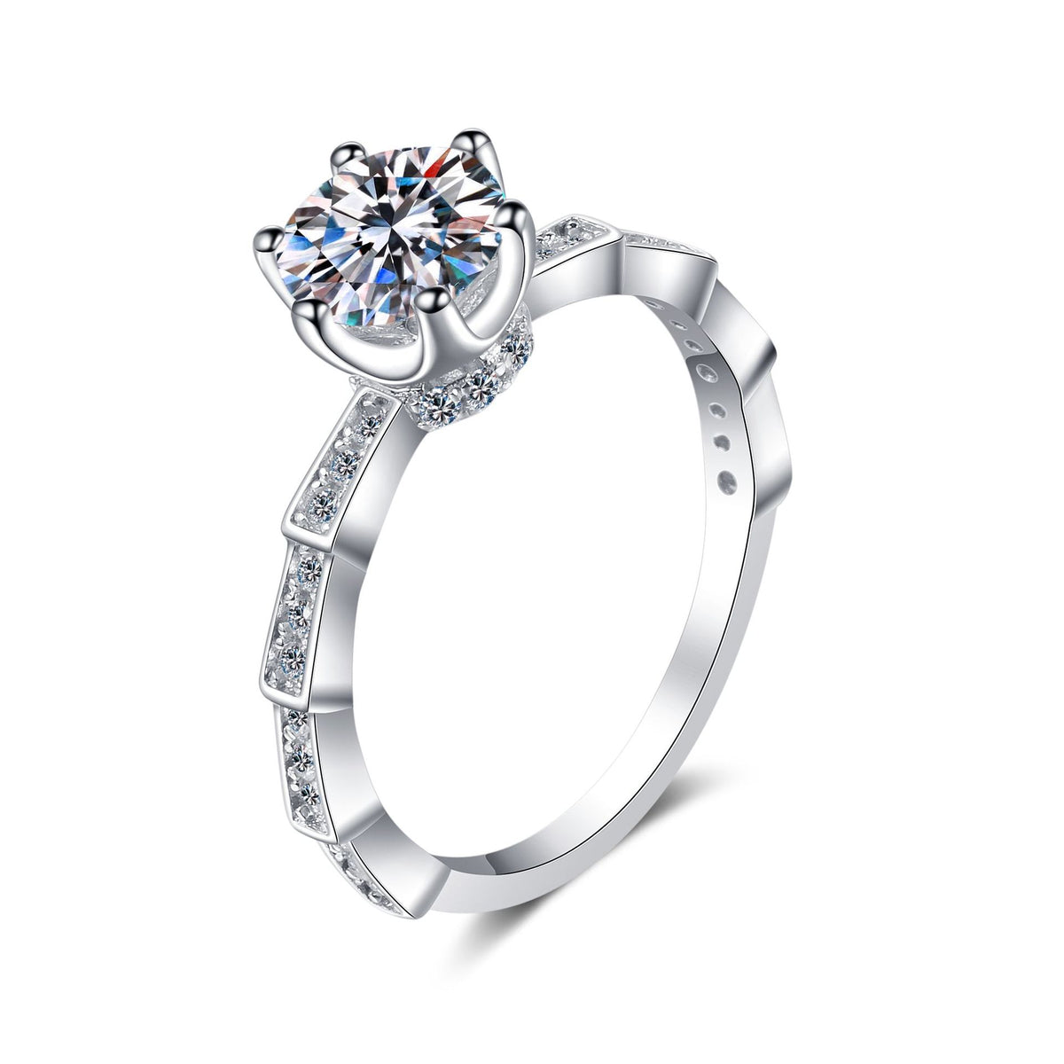 Memory Hidden Halo Round Moissanite Engagement Ring