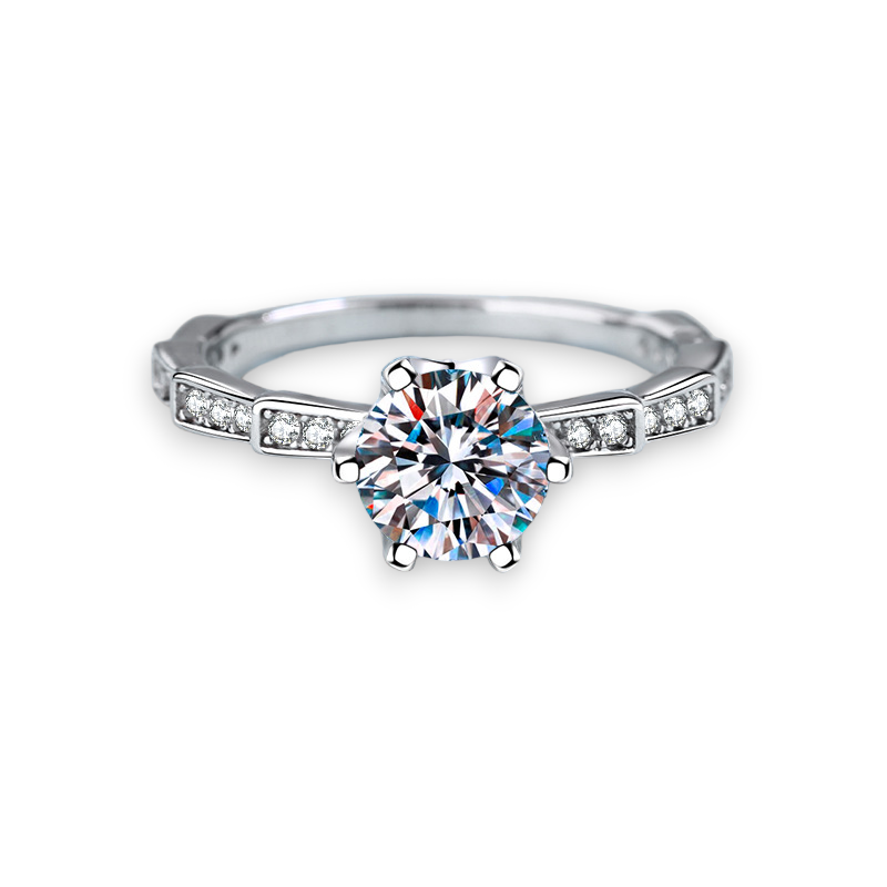 Memory Hidden Halo Round Moissanite Engagement Ring