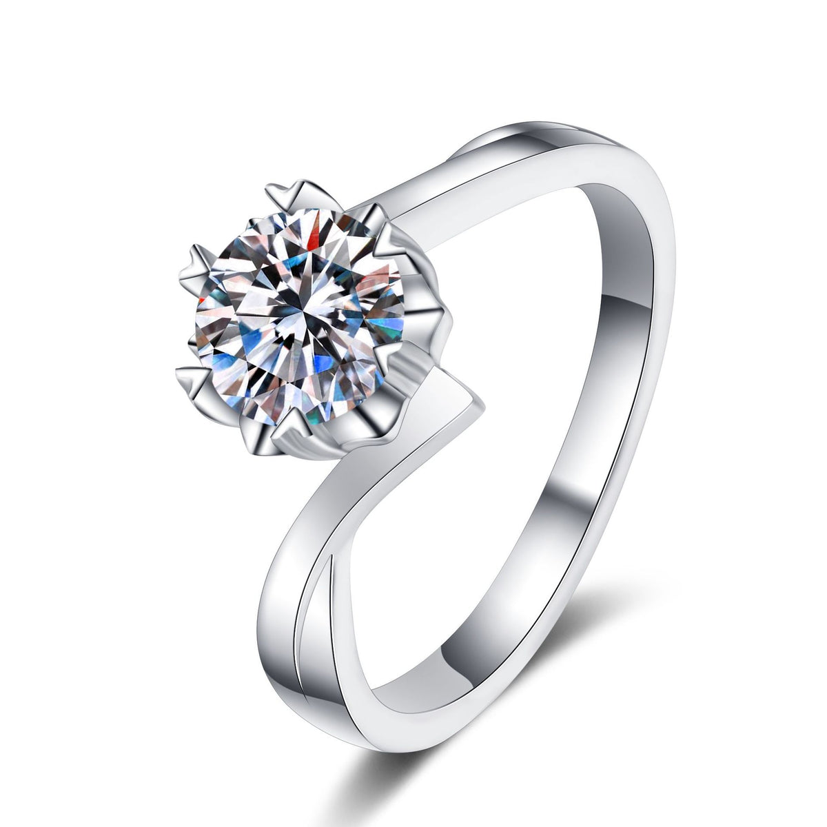 Modern Bypass Round Engagement Ring