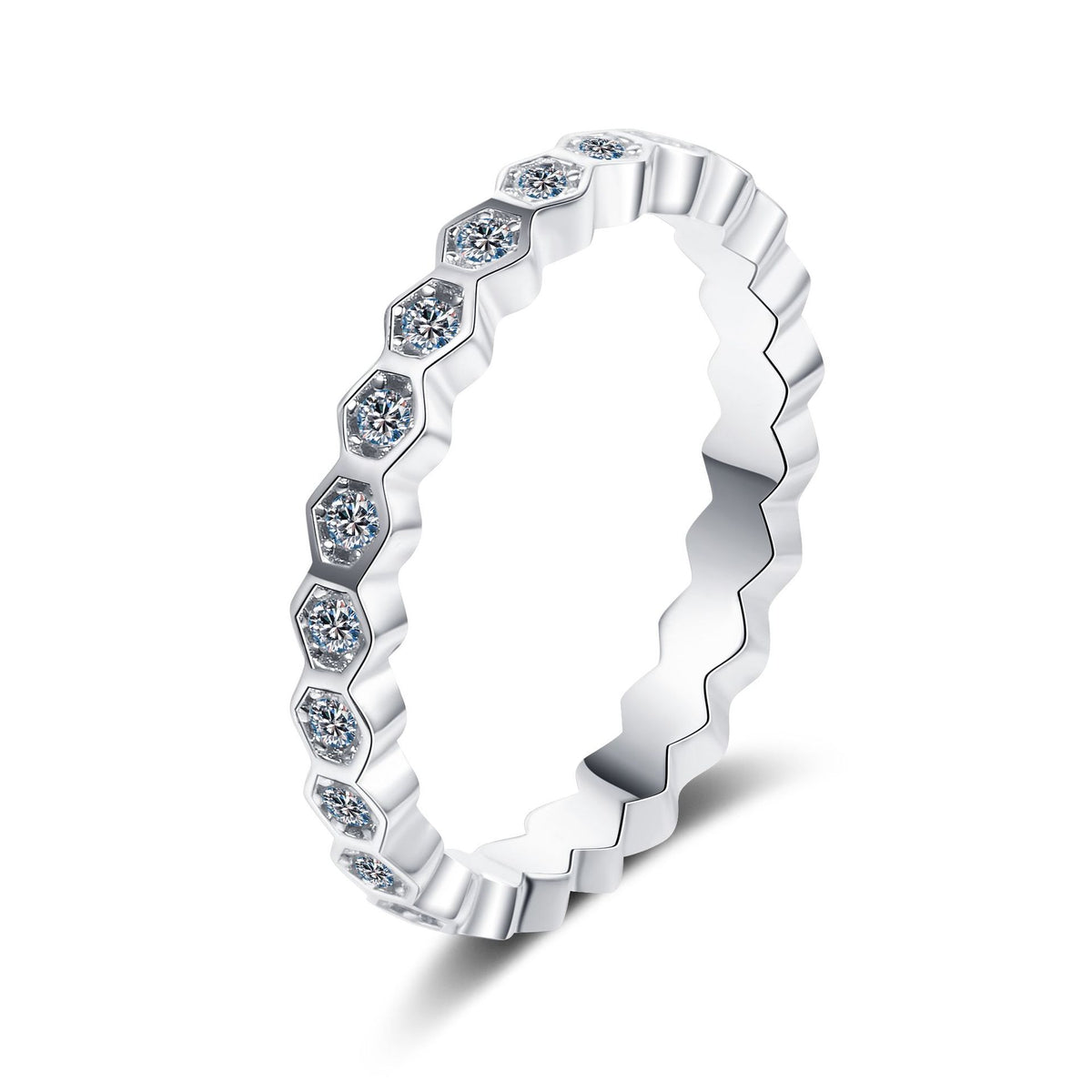 Moissanite Round Eternity Ring