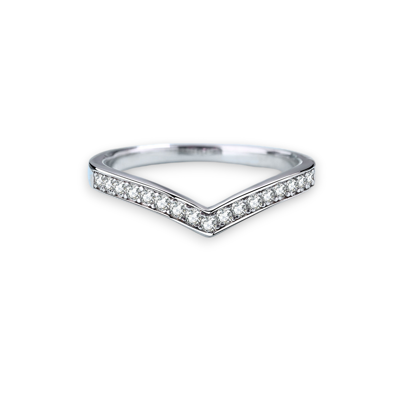 Moissanite V-Shape Stackable Band