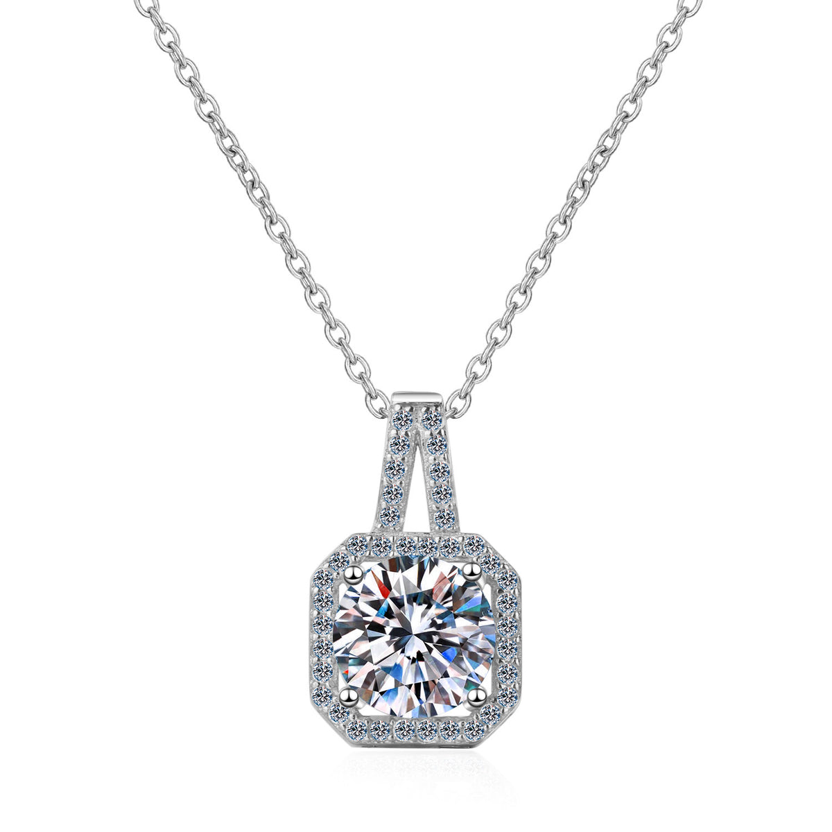 Neat Angle Round Moissanite  Pendant