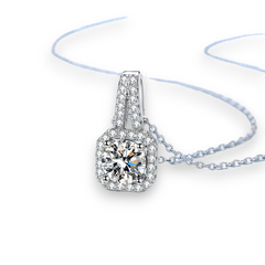 Neat Angle Round Moissanite  Pendant