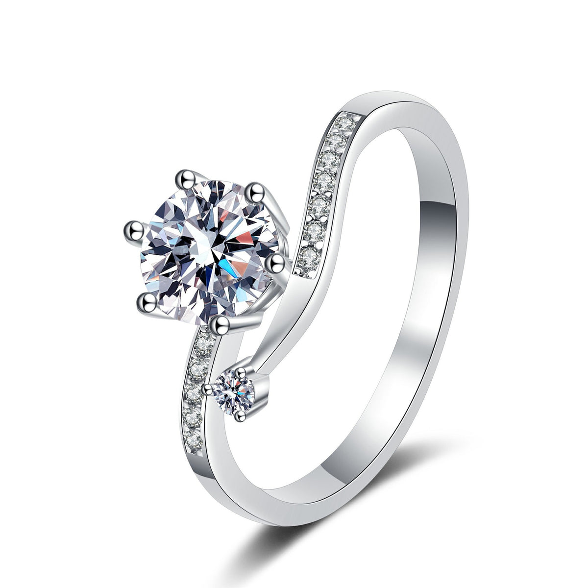 Neat Bypass Round Engagement Ring