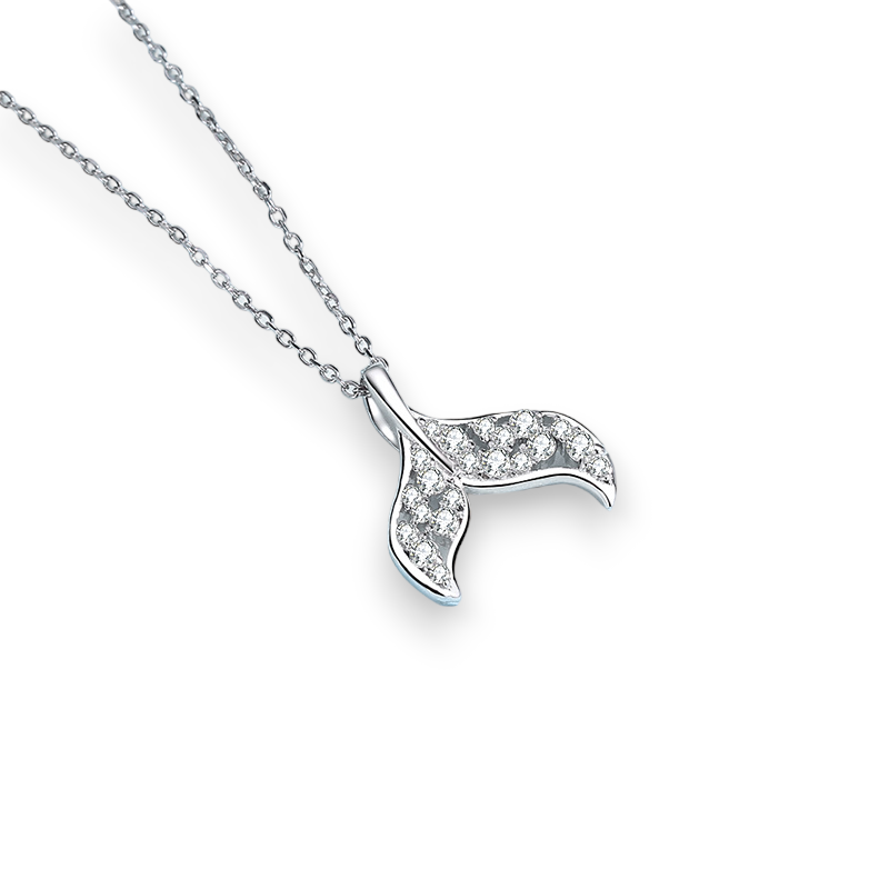 Ocean Tail Design Round Moissanite Pendant