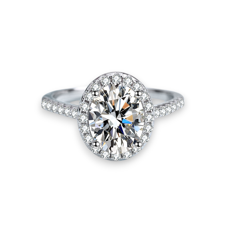 Oval Halo Moissanite Engagement Ring