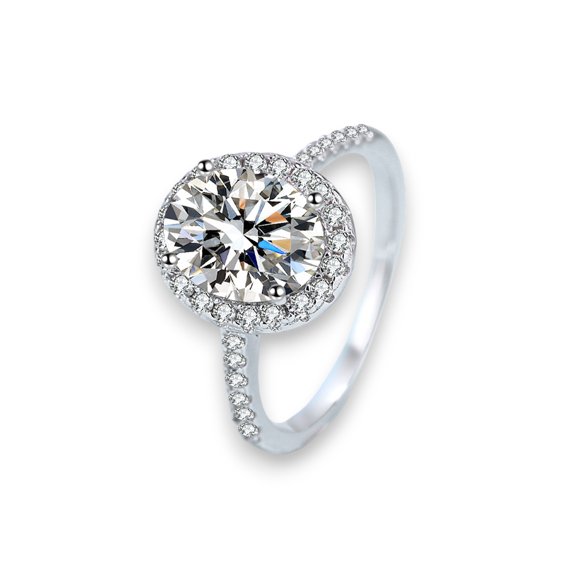 Oval Halo Moissanite Engagement Ring