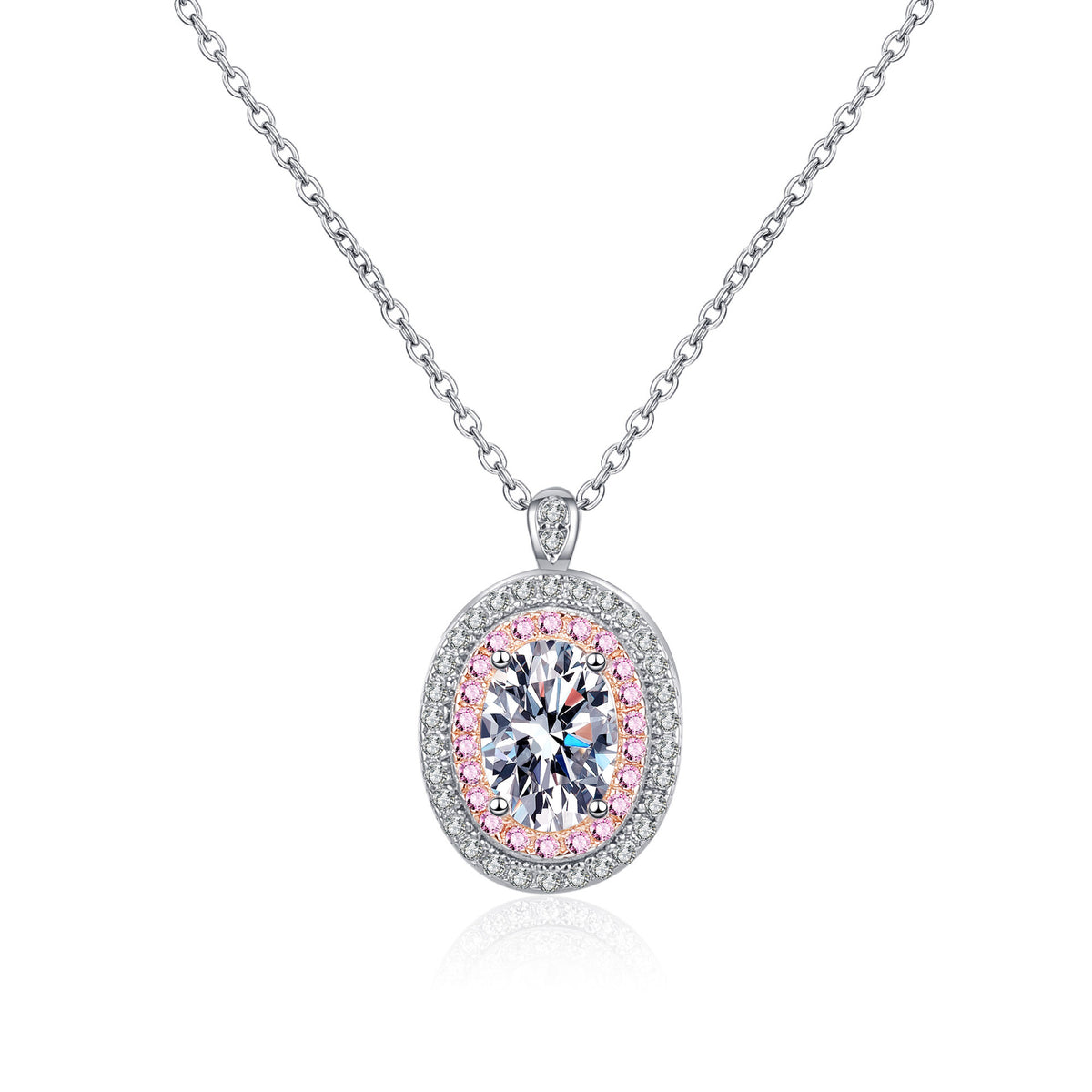 Oval Moissanite Halo Pendant