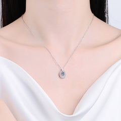 Oval Moissanite Halo Pendant