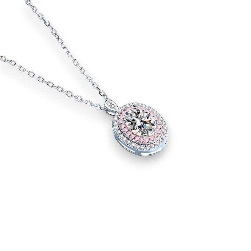 Oval Moissanite Halo Pendant