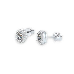 Oval Moissanite Halo Stud Earrings