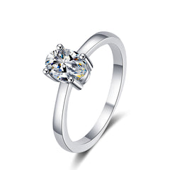 Oval Moissanite Solitaire Ring Plain Band