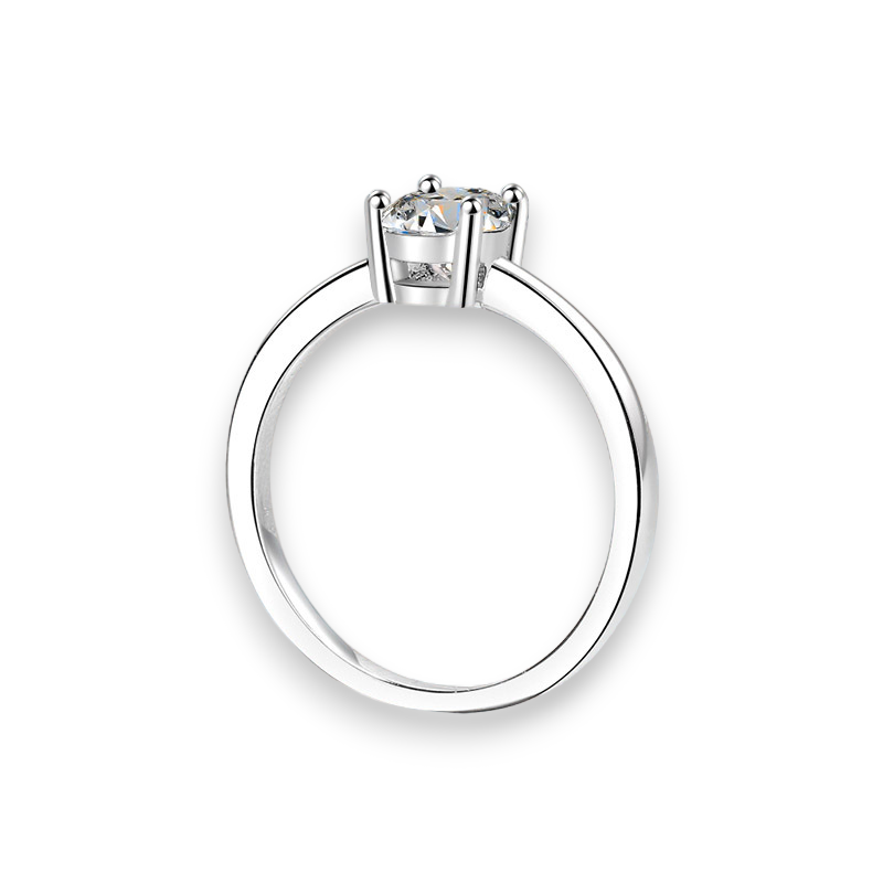 Oval Moissanite Solitaire Ring Plain Band