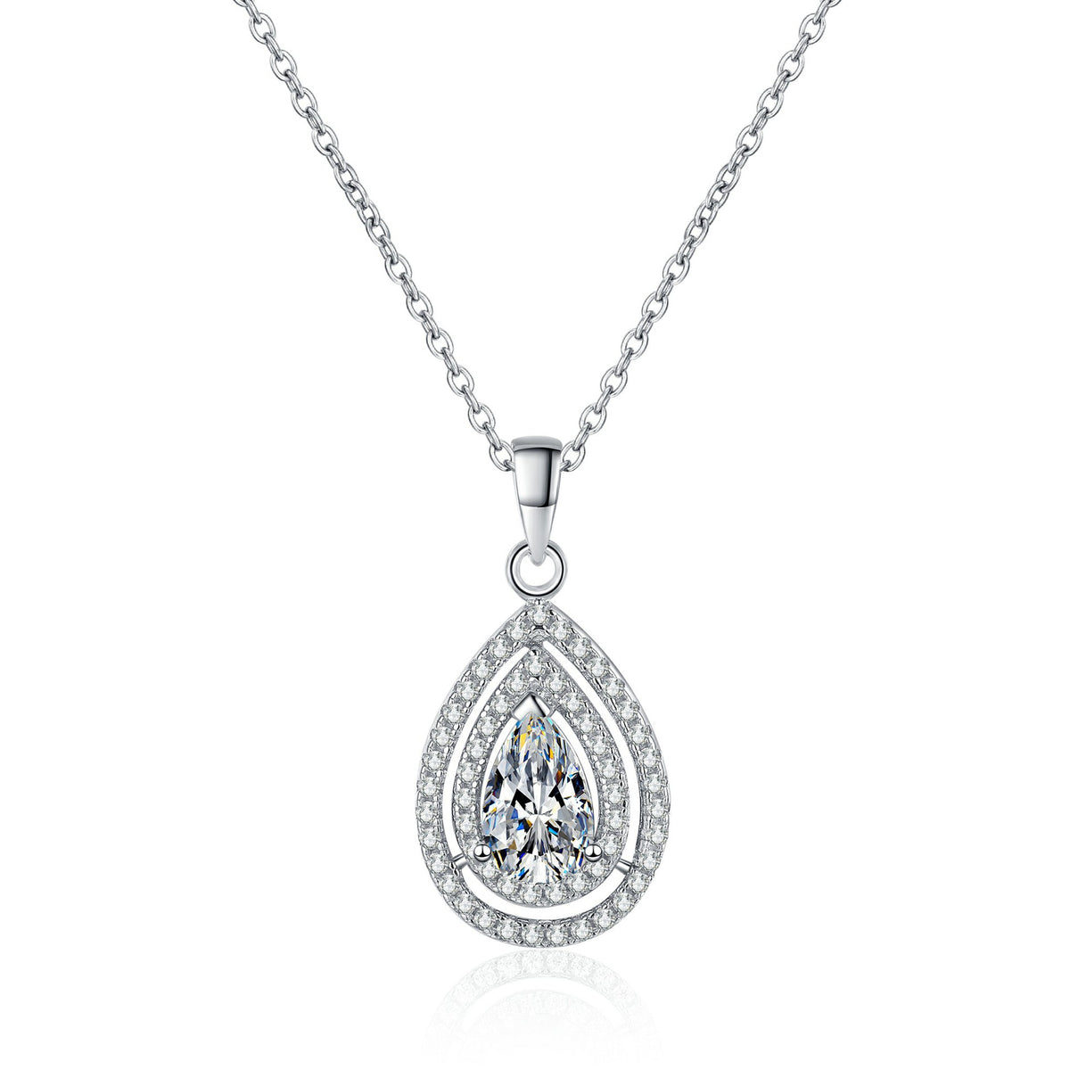 Pear Moissanite Halo Eternity Pendant