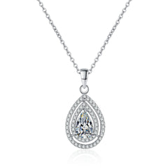 Pear Moissanite Halo Eternity Pendant